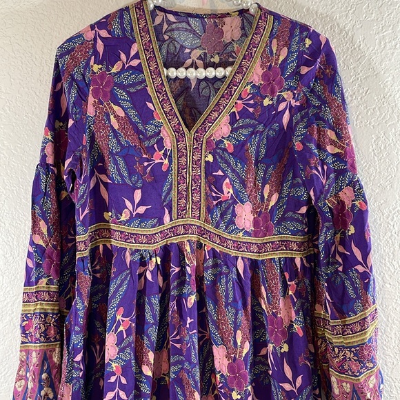 SHEIN Boho Floral Print V-Neck Maxi Flowy Dress Size Small - Picture 3 of 11